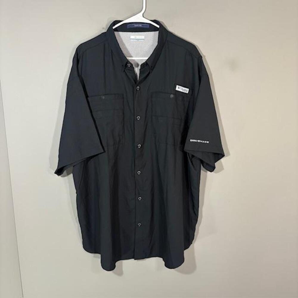 Columbia PFG Tamiami Shirt Mens 2XL Gray Short Sleeve Omni-Shade Fishing UPF